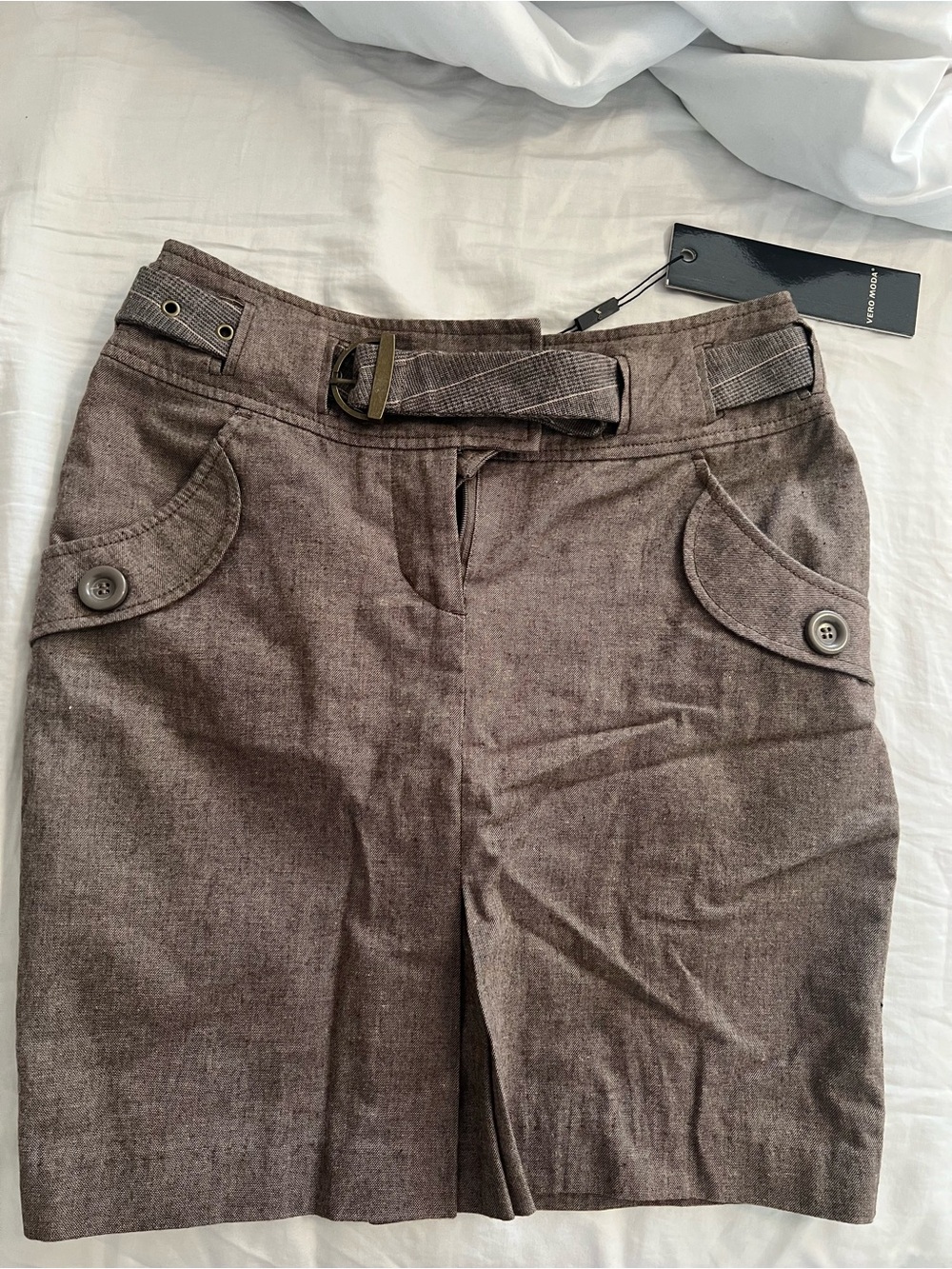 Vero Moda Brown Belted Cargo Pocket Skirt
